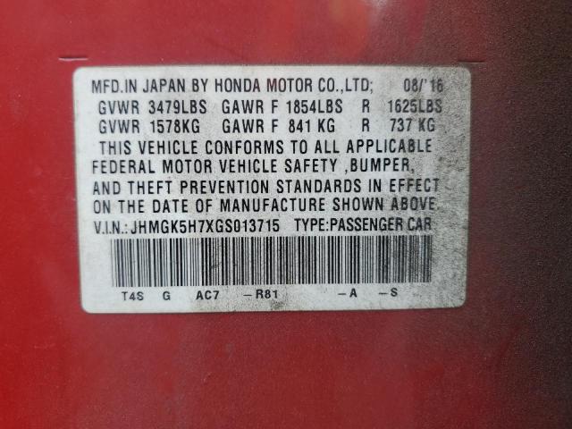 Photo 12 VIN: JHMGK5H7XGS013715 - HONDA FIT EX 