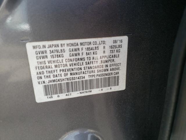 Photo 9 VIN: JHMGK5H7XGS014234 - HONDA FIT EX 