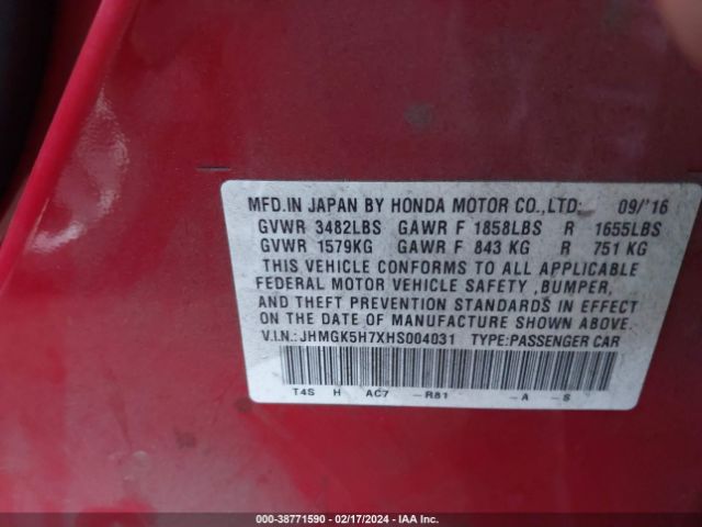 Photo 8 VIN: JHMGK5H7XHS004031 - HONDA FIT 