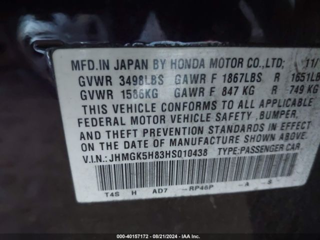 Photo 8 VIN: JHMGK5H83HS010438 - HONDA FIT 