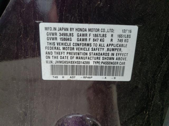 Photo 9 VIN: JHMGK5H8XHS014289 - HONDA FIT EX 