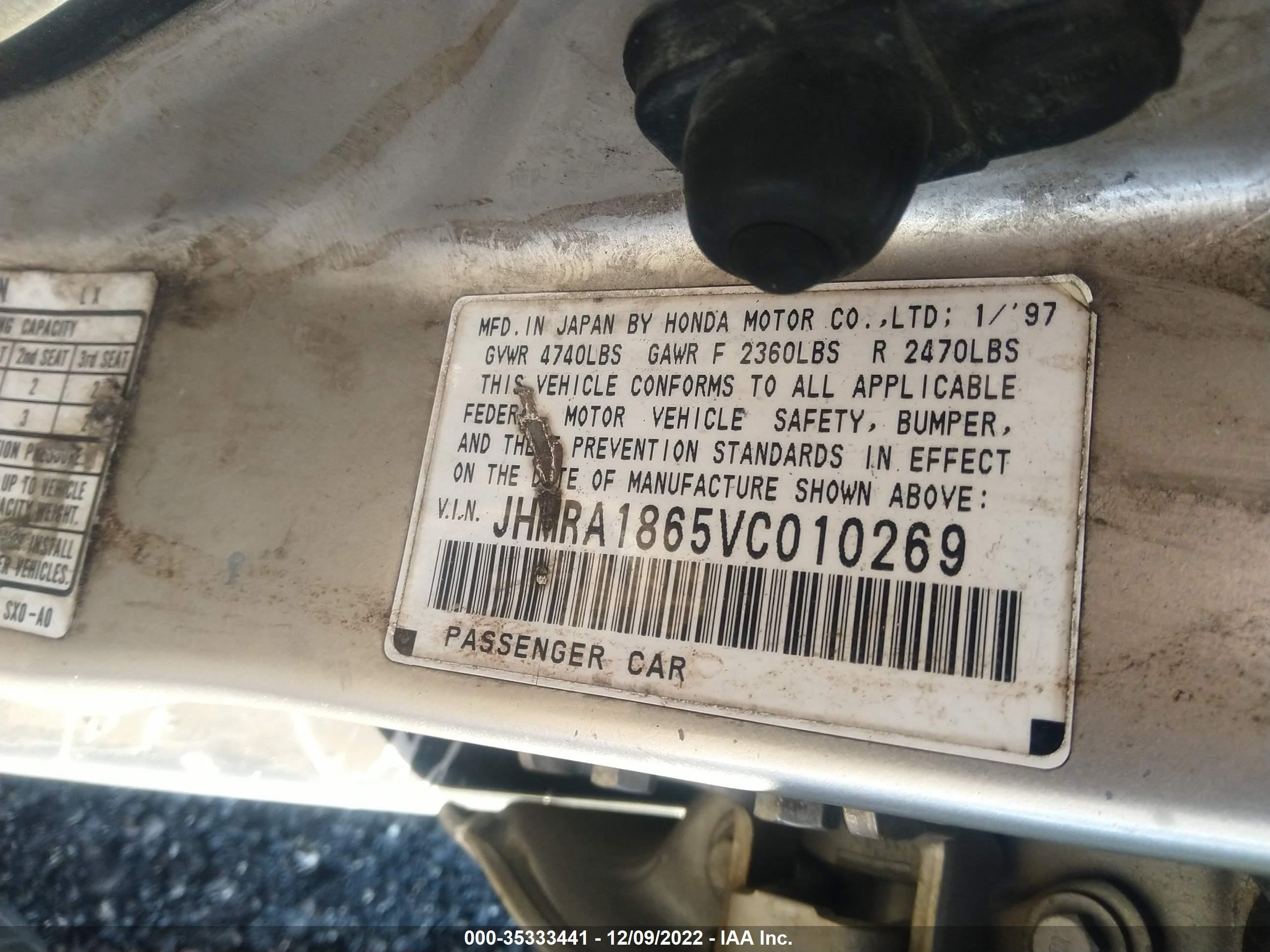 Photo 8 VIN: JHMRA1865VC010269 - HONDA ODYSSEY 