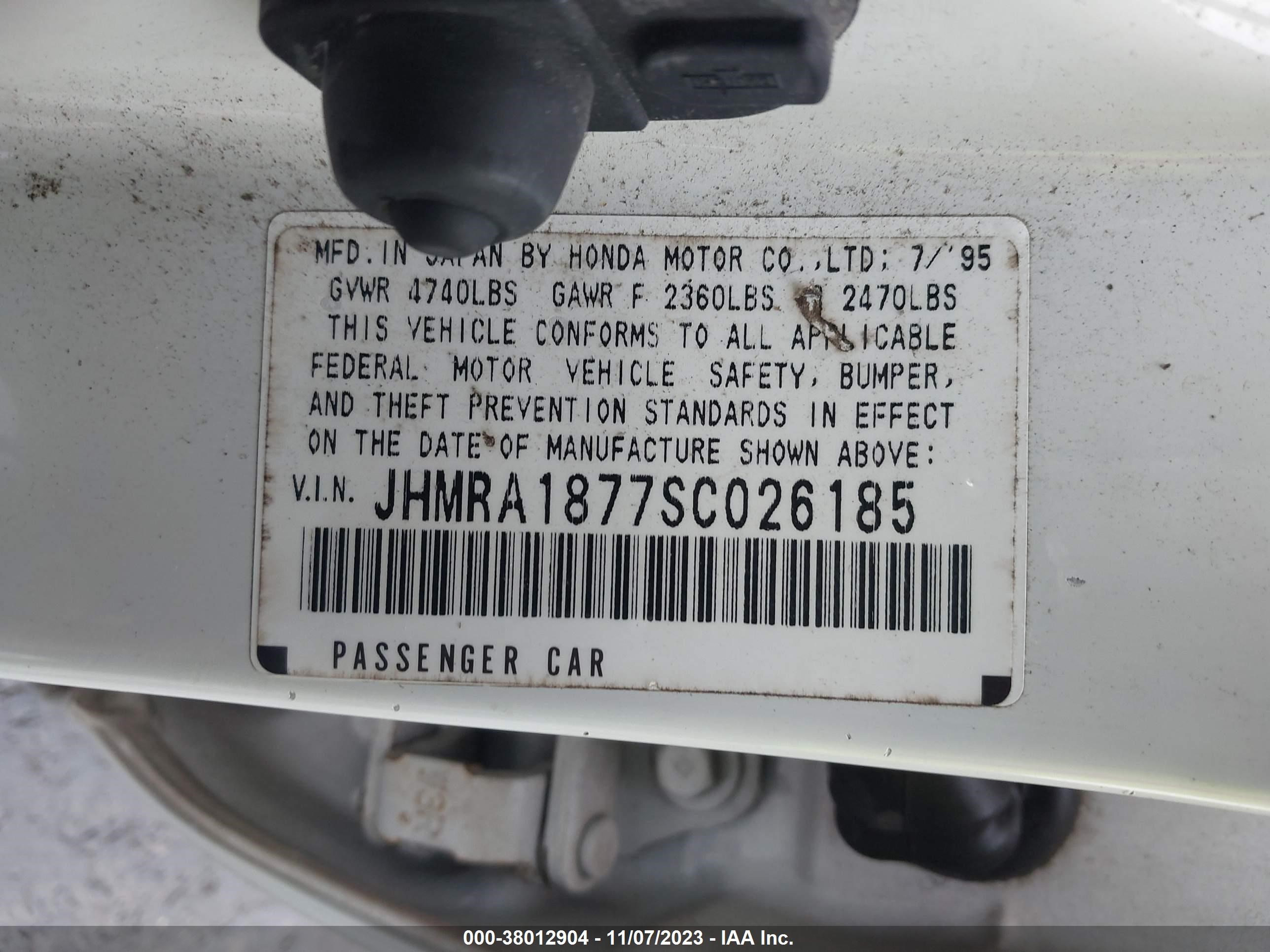 Photo 8 VIN: JHMRA1877SC026185 - HONDA ODYSSEY 