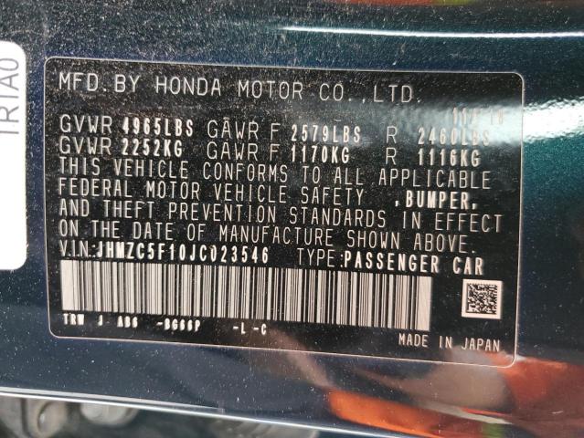 Photo 12 VIN: JHMZC5F10JC023546 - HONDA CLARITY 