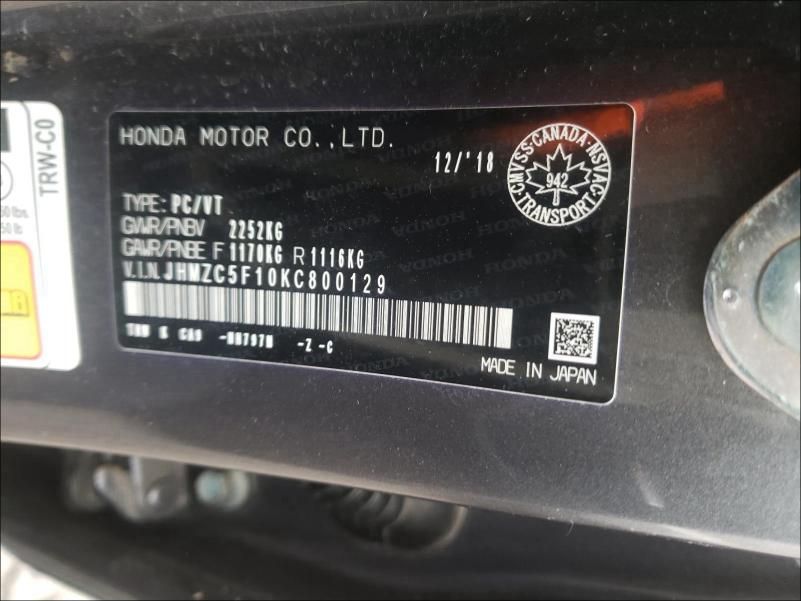 Photo 9 VIN: JHMZC5F10KC800129 - HONDA CLARITY 