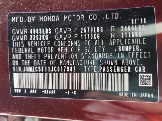 Photo 9 VIN: JHMZC5F11JC017982 - HONDA CLARITY 