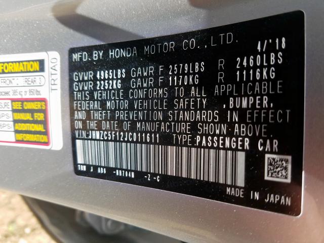 Photo 9 VIN: JHMZC5F12JC011611 - HONDA CLARITY 