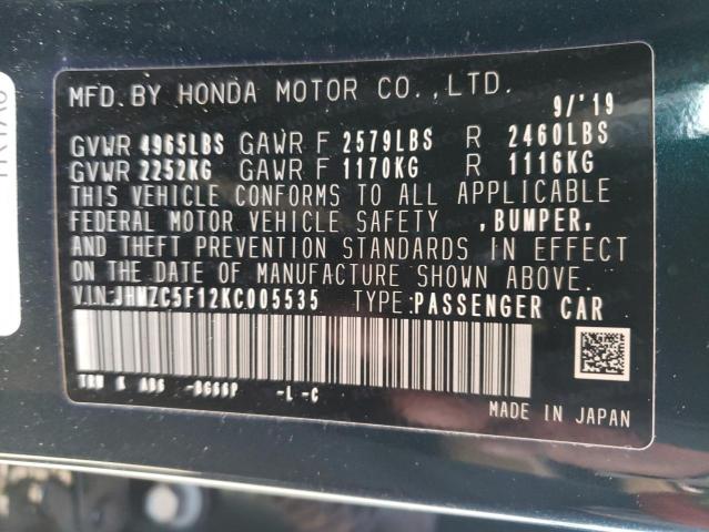 Photo 9 VIN: JHMZC5F12KC005535 - HONDA CLARITY 