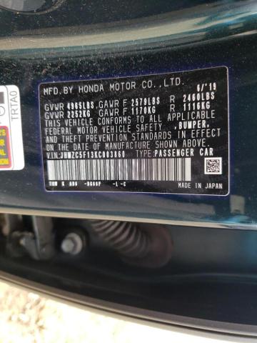 Photo 9 VIN: JHMZC5F13KC003860 - HONDA CLARITY PLUG-IN HYBRID 