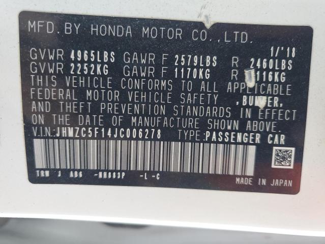 Photo 11 VIN: JHMZC5F14JC006278 - HONDA CLARITY 