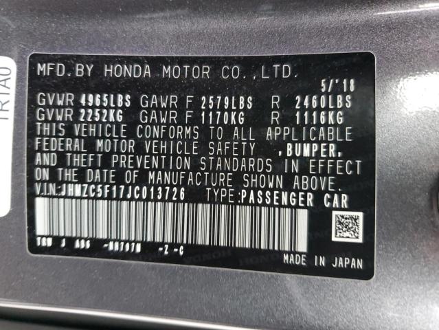 Photo 11 VIN: JHMZC5F17JC013726 - HONDA CLARITY 