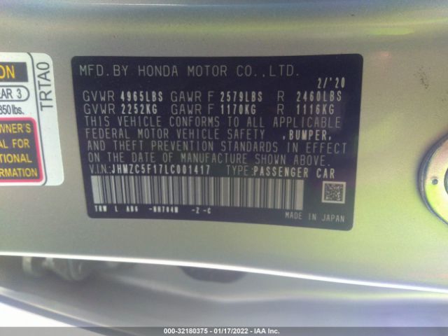 Photo 8 VIN: JHMZC5F17LC001417 - HONDA CLARITY PLUG-IN HYBRID 