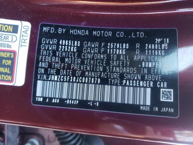 Photo 9 VIN: JHMZC5F30JC007879 - HONDA CLARITY TO 