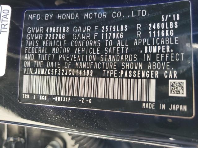 Photo 12 VIN: JHMZC5F32JC014199 - HONDA CLARITY 