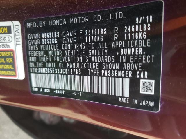 Photo 11 VIN: JHMZC5F33JC018763 - HONDA CLARITY TO 