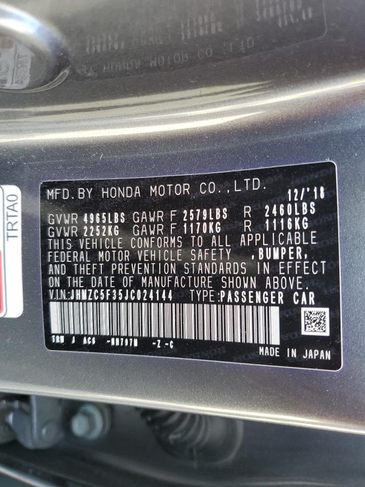 Photo 11 VIN: JHMZC5F35JC024144 - HONDA CLARITY 