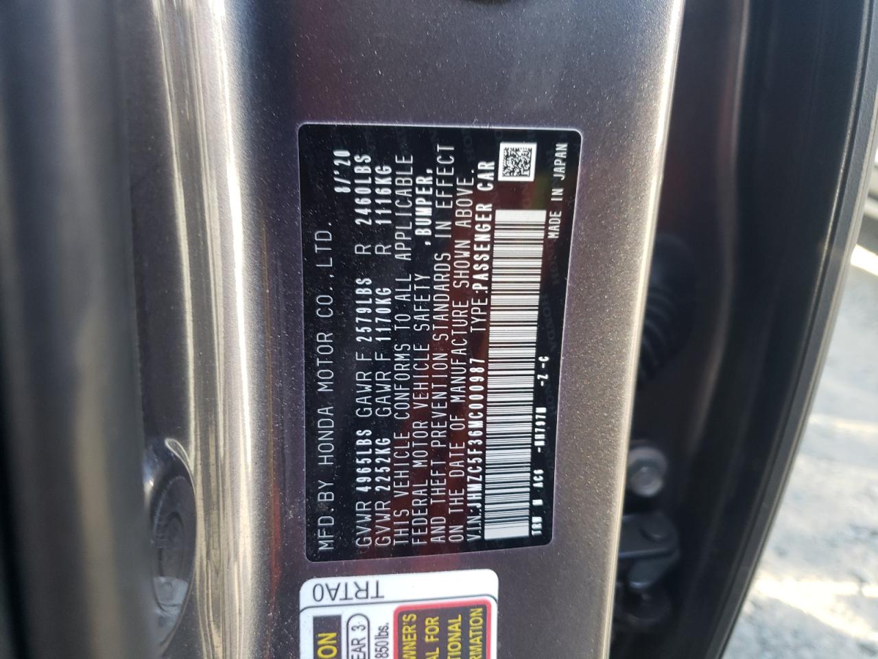 Photo 11 VIN: JHMZC5F36MC000987 - HONDA CLARITY 