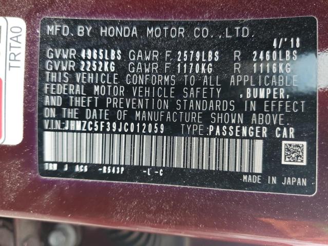 Photo 11 VIN: JHMZC5F39JC012059 - HONDA CLARITY 