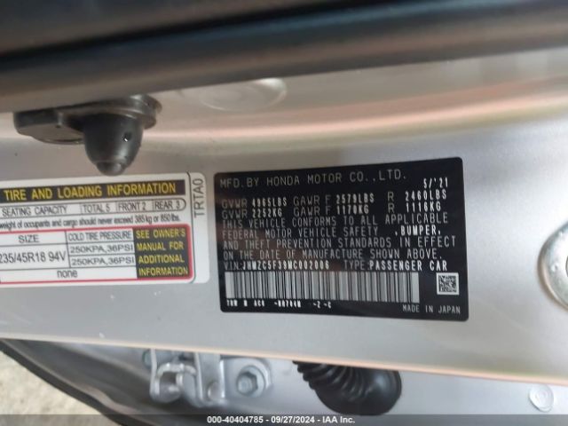 Photo 8 VIN: JHMZC5F39MC002006 - HONDA CLARITY 