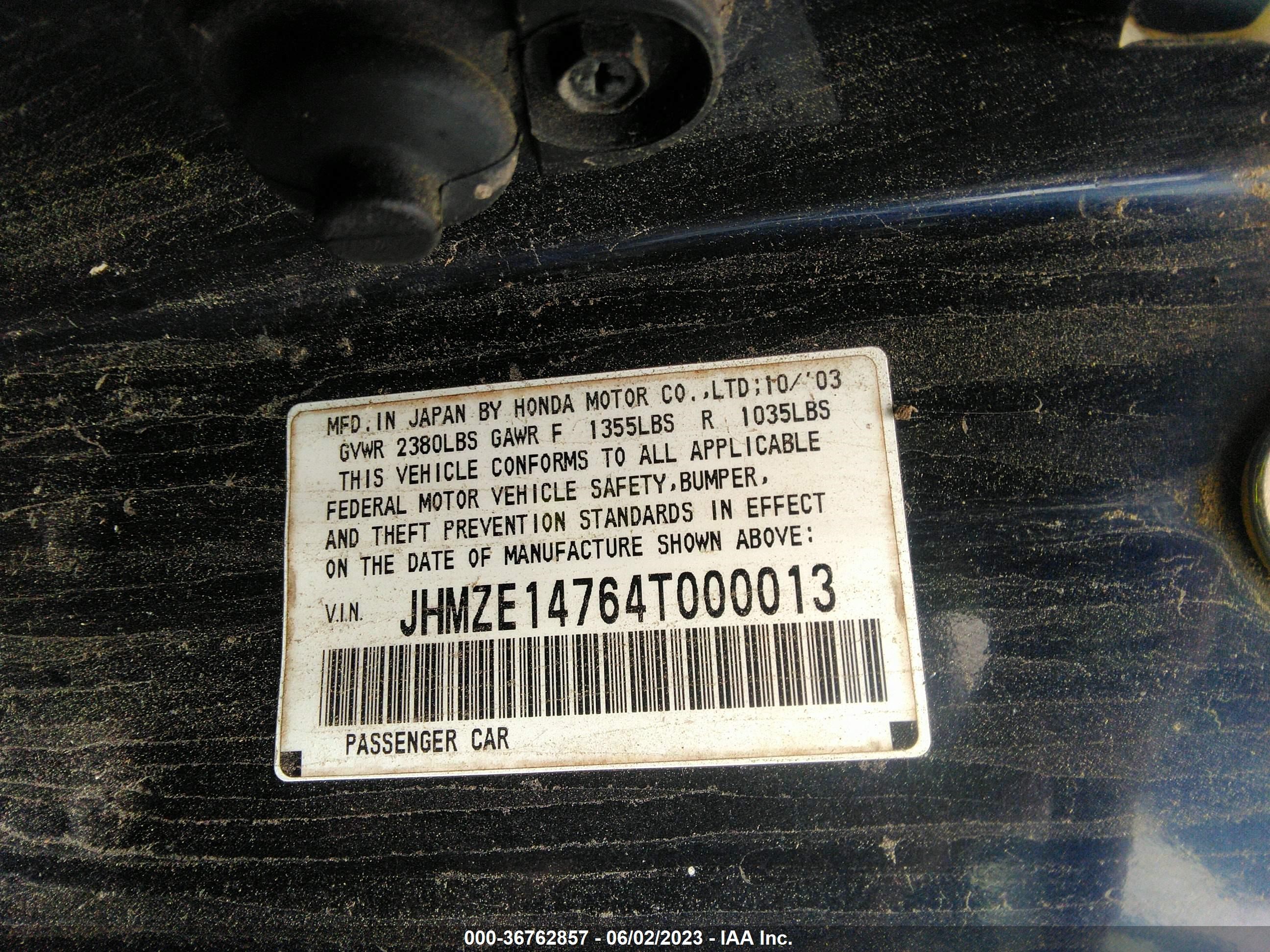 Photo 9 VIN: JHMZE14764T000013 - HONDA INSIGHT 