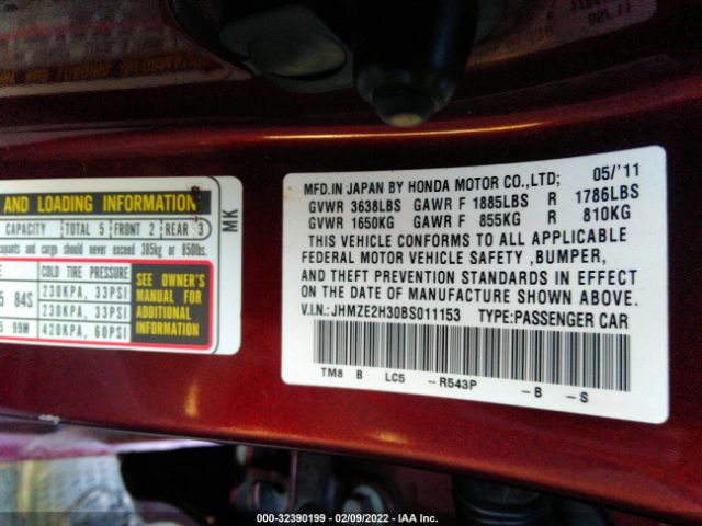 Photo 8 VIN: JHMZE2H30BS011153 - HONDA INSIGHT 