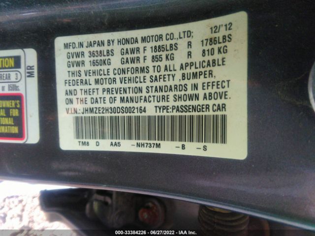 Photo 8 VIN: JHMZE2H30DS002164 - HONDA INSIGHT 