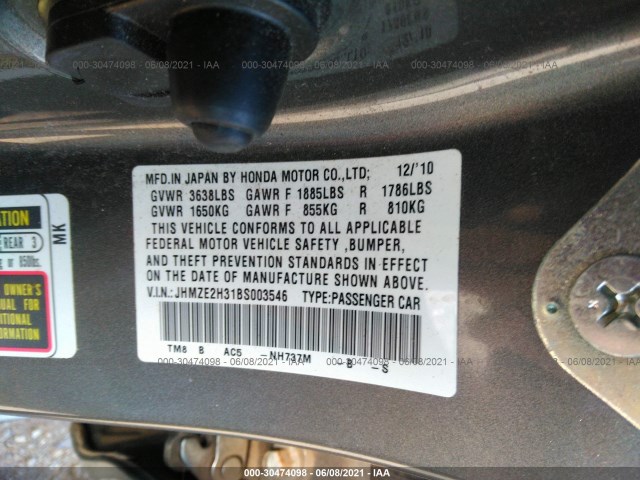 Photo 8 VIN: JHMZE2H31BS003546 - HONDA INSIGHT 