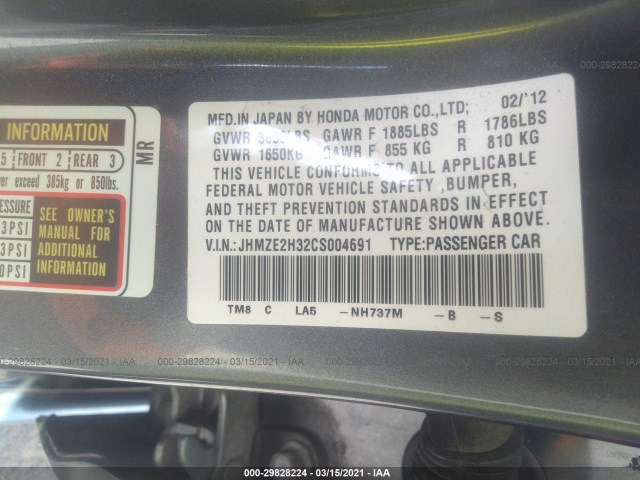 Photo 8 VIN: JHMZE2H32CS004691 - HONDA INSIGHT 