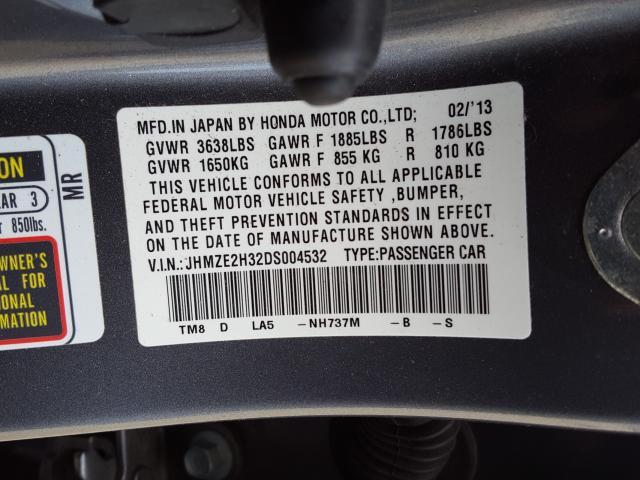 Photo 9 VIN: JHMZE2H32DS004532 - HONDA INSIGHT 