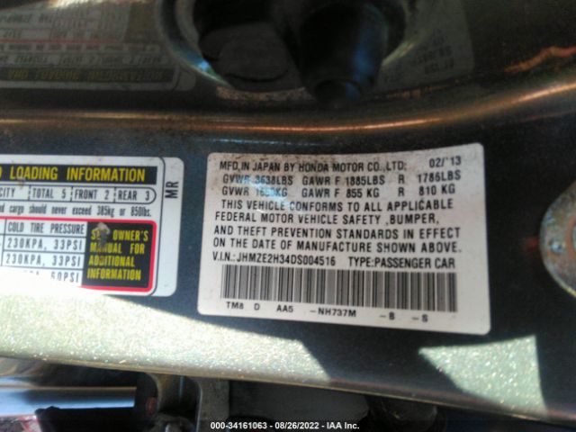 Photo 8 VIN: JHMZE2H34DS004516 - HONDA INSIGHT 