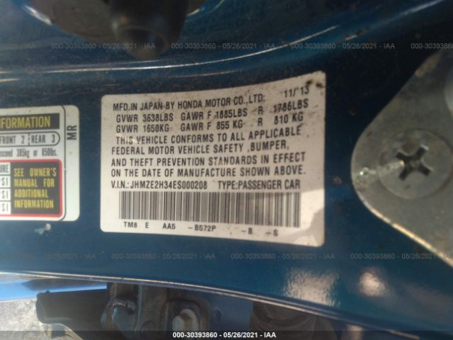 Photo 8 VIN: JHMZE2H34ES000208 - HONDA INSIGHT 