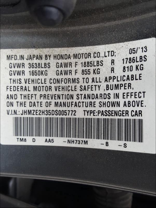 Photo 9 VIN: JHMZE2H35DS005772 - HONDA INSIGHT 