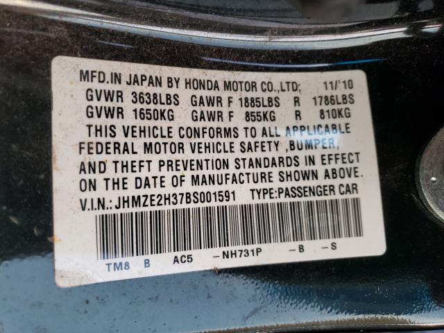 Photo 9 VIN: JHMZE2H37BS001591 - HONDA INSIGHT 