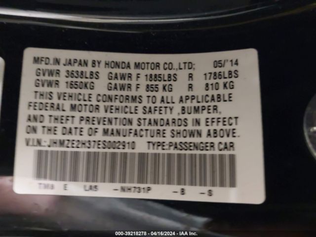 Photo 8 VIN: JHMZE2H37ES002910 - HONDA INSIGHT 