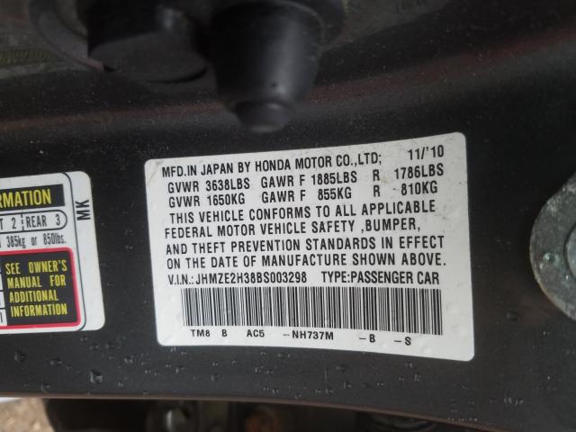 Photo 9 VIN: JHMZE2H38BS003298 - HONDA INSIGHT 