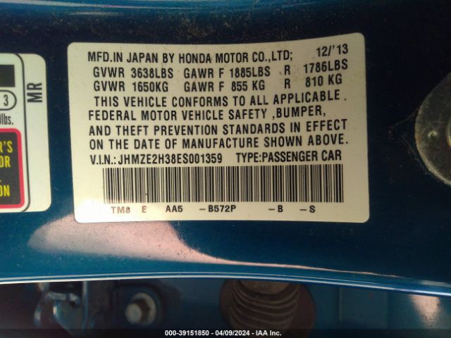 Photo 8 VIN: JHMZE2H38ES001359 - HONDA INSIGHT 