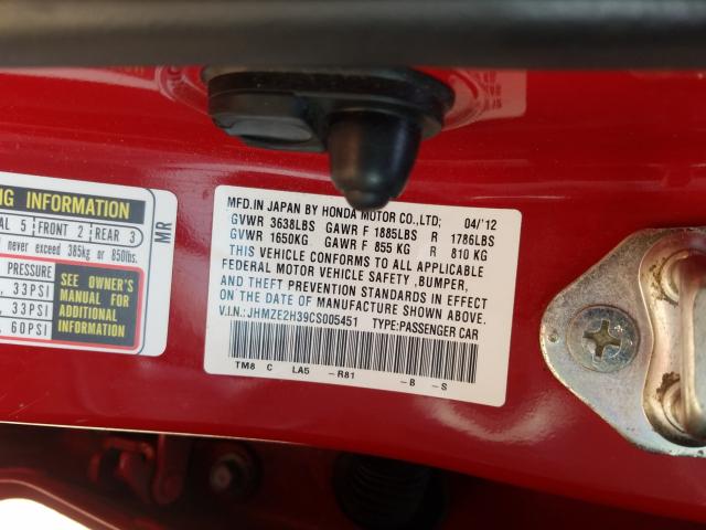 Photo 9 VIN: JHMZE2H39CS005451 - HONDA INSIGHT 