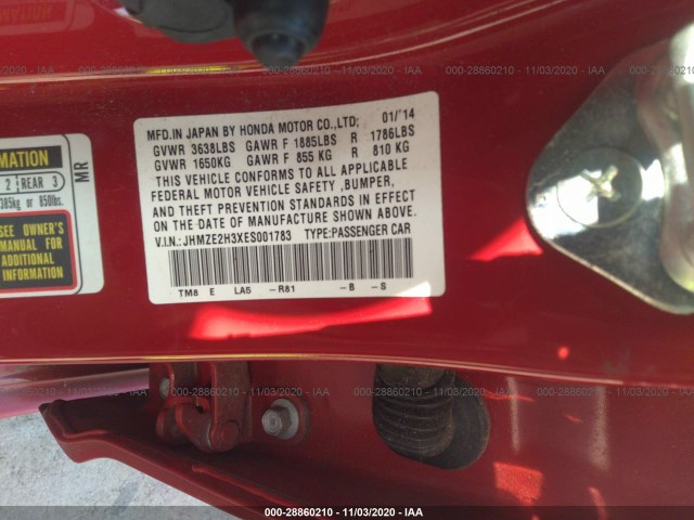 Photo 8 VIN: JHMZE2H3XES001783 - HONDA INSIGHT 