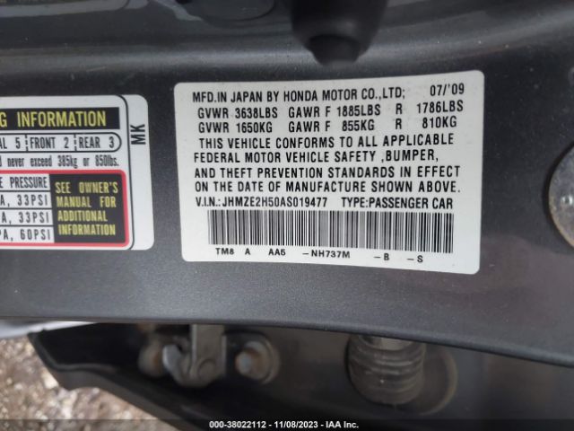 Photo 8 VIN: JHMZE2H50AS019477 - HONDA INSIGHT 