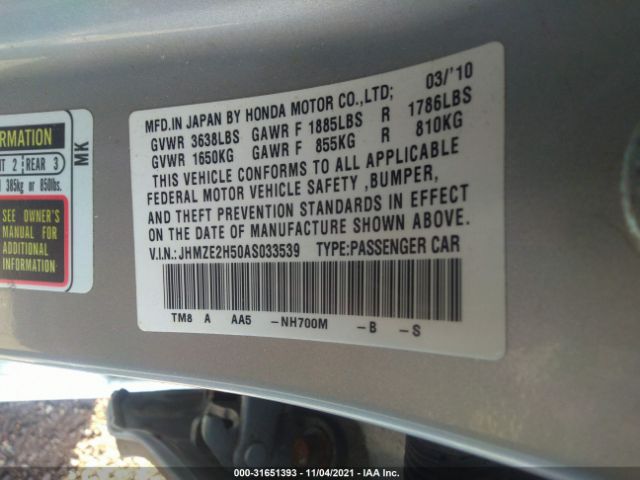 Photo 8 VIN: JHMZE2H50AS033539 - HONDA INSIGHT 