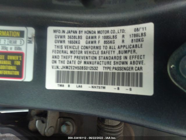 Photo 8 VIN: JHMZE2H50BS012532 - HONDA INSIGHT 