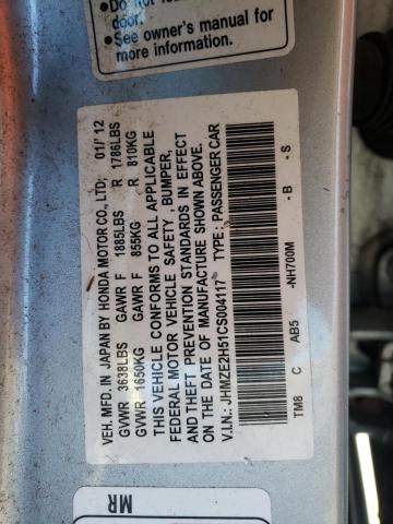 Photo 11 VIN: JHMZE2H51CS004117 - HONDA INSIGHT LX 