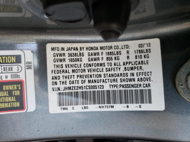 Photo 9 VIN: JHMZE2H51CS005123 - HONDA INSIGHT LX 