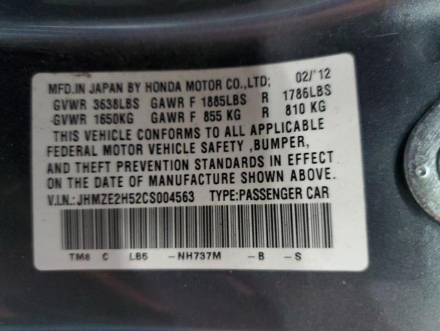 Photo 9 VIN: JHMZE2H52CS004563 - HONDA INSIGHT LX 