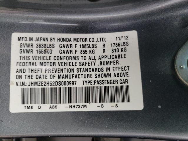 Photo 12 VIN: JHMZE2H52DS000997 - HONDA INSIGHT 