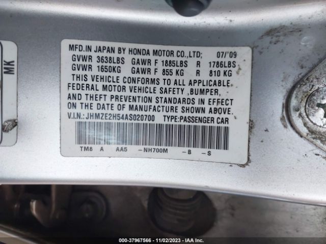 Photo 8 VIN: JHMZE2H54AS020700 - HONDA INSIGHT 