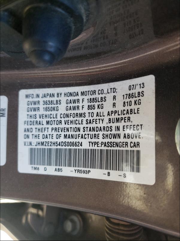 Photo 9 VIN: JHMZE2H54DS006624 - HONDA INSIGHT LX 