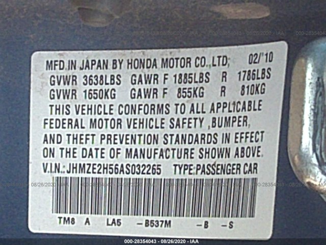 Photo 8 VIN: JHMZE2H56AS032265 - HONDA INSIGHT 