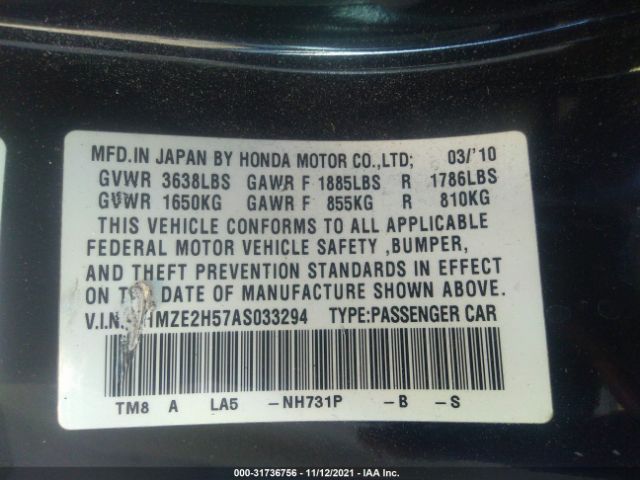 Photo 8 VIN: JHMZE2H57AS033294 - HONDA INSIGHT 