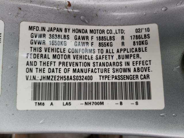 Photo 9 VIN: JHMZE2H58AS032400 - HONDA INSIGHT LX 